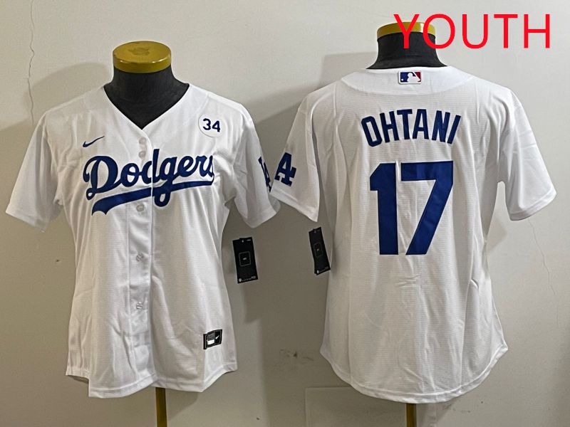 Youth Los Angeles Dodgers #17 Ohtani White Game 2025 Nike MLB Jersey style 3186